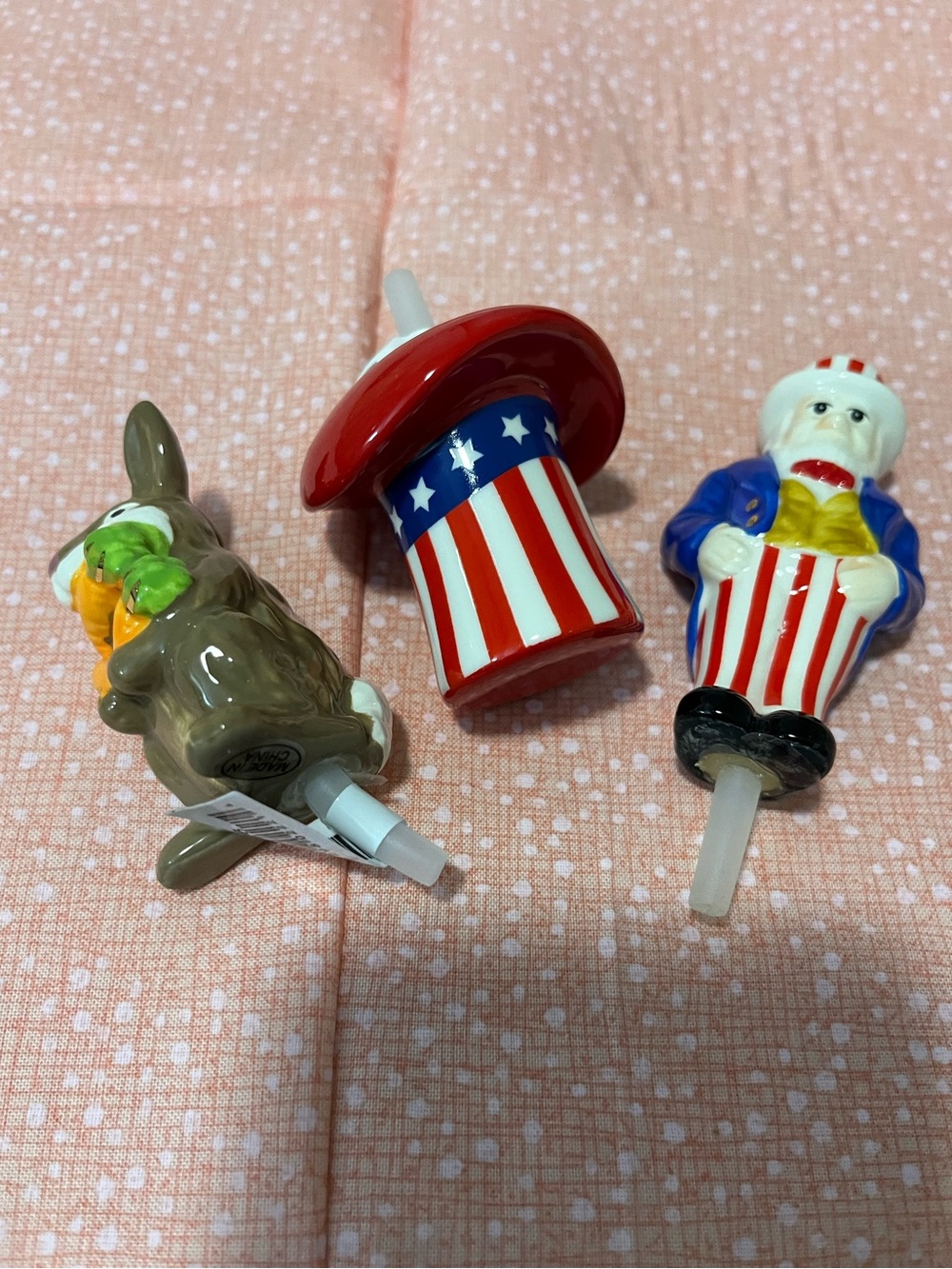 Nora Fleming 3 Minis  Uncle Sam. Sam’s Hat. Rabbit Rabbit New